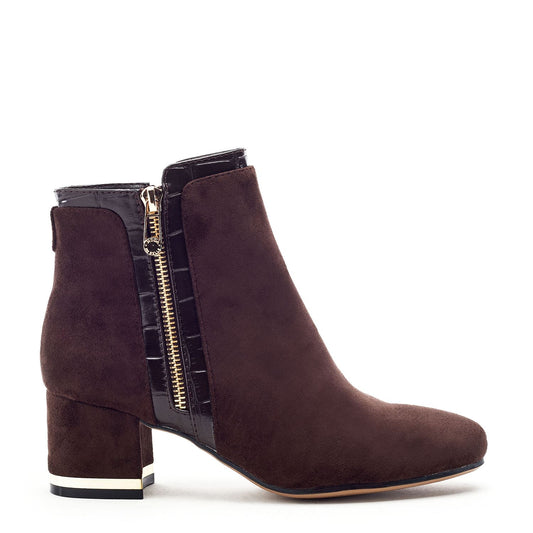 Pressie Dark Brown Alcantara Boots