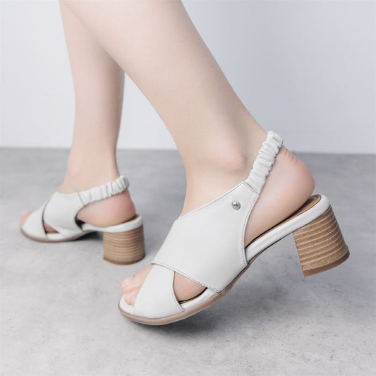 Prinia Off White Leather Sandals