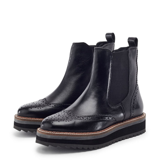 Priyah Black Leather Boots