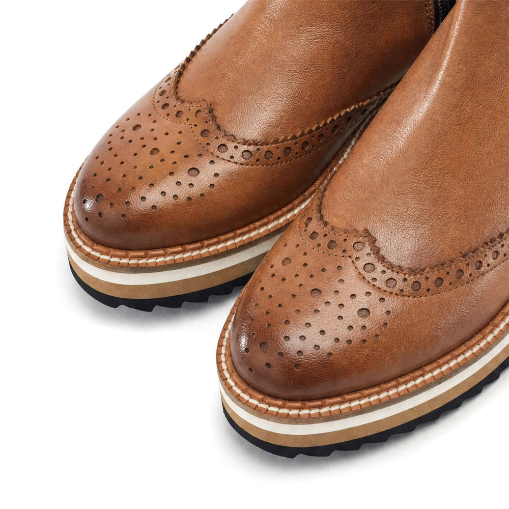 Priyah Tan Leather Boots