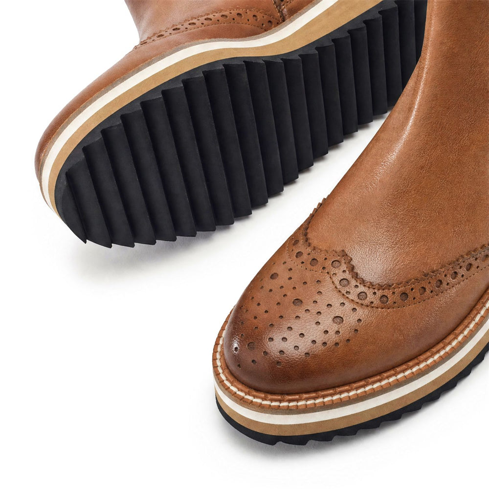 Priyah Tan Leather Boots