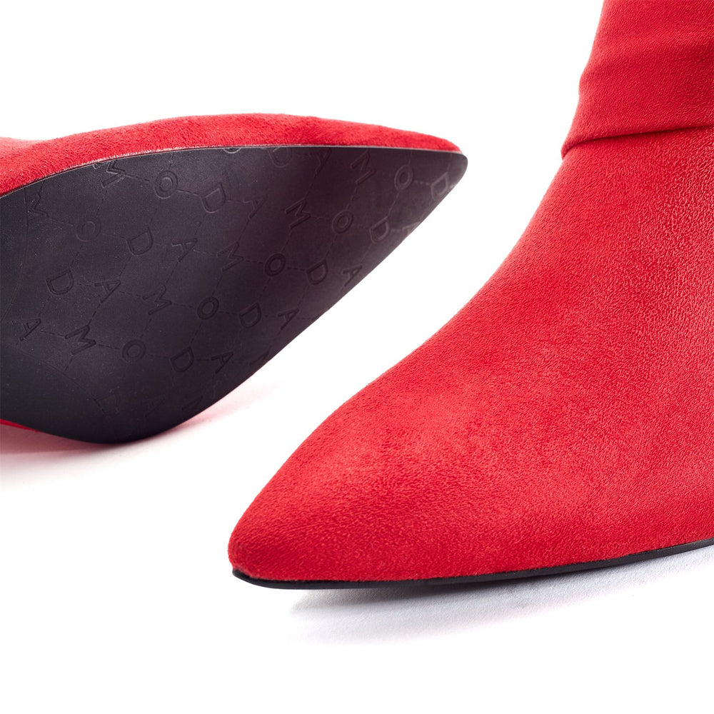 Quinia Red Alcantara Boots