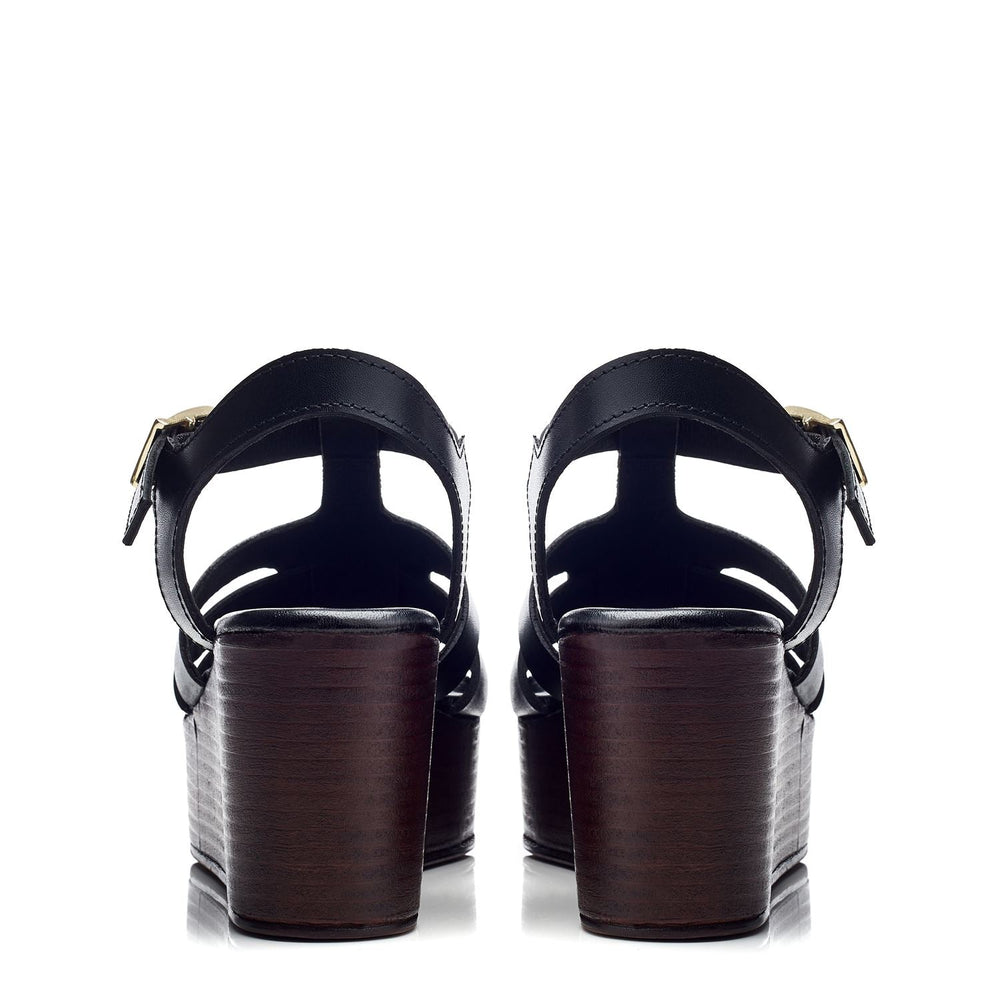 Quizette Black Leather Sandals