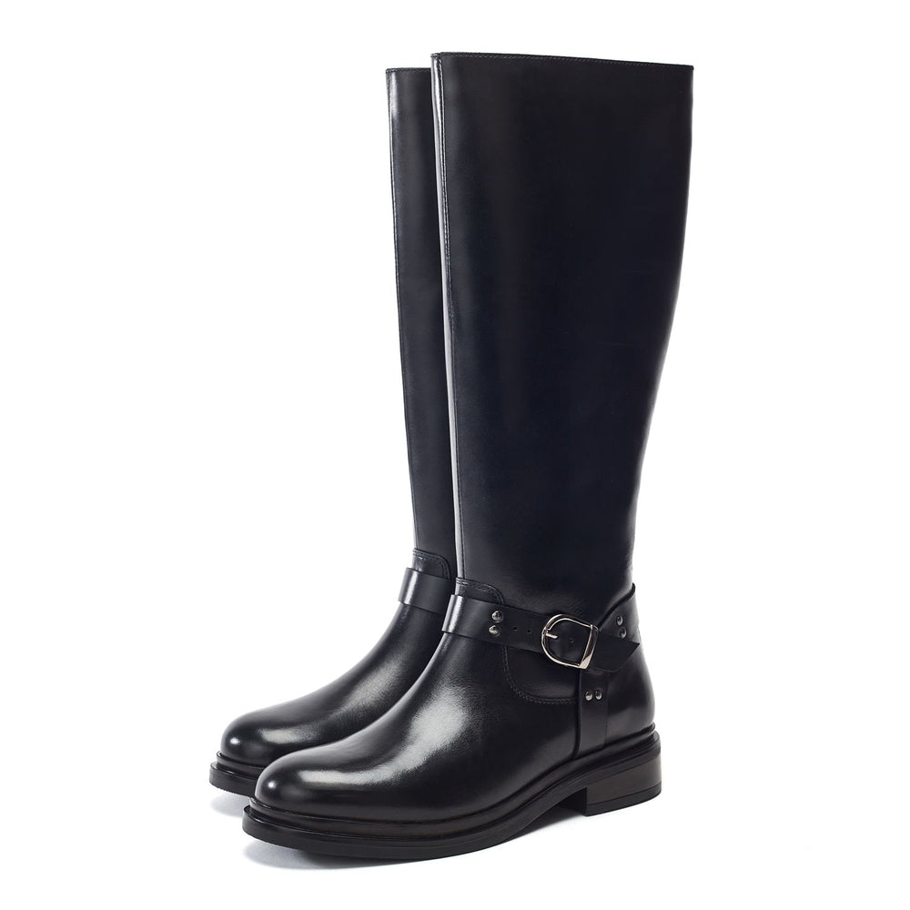 Rainia Black Leather Boots
