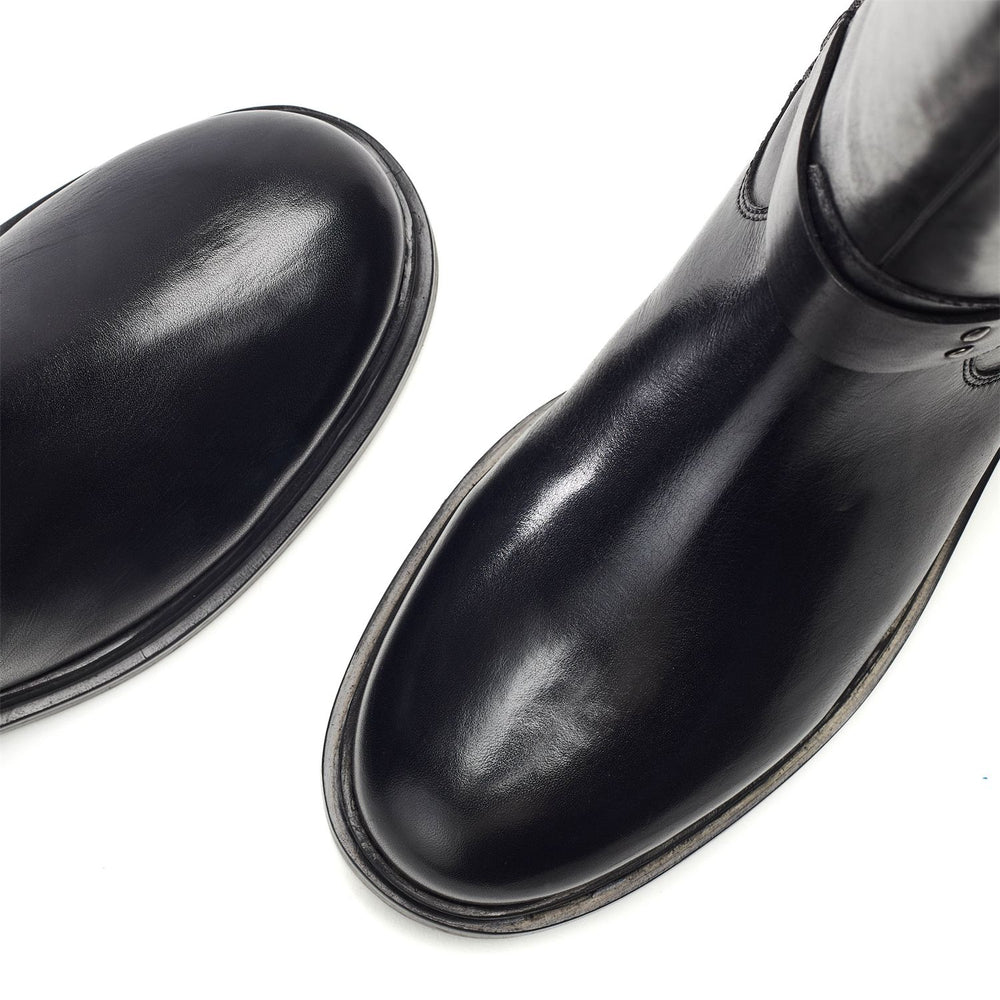 Rainia Black Leather Boots