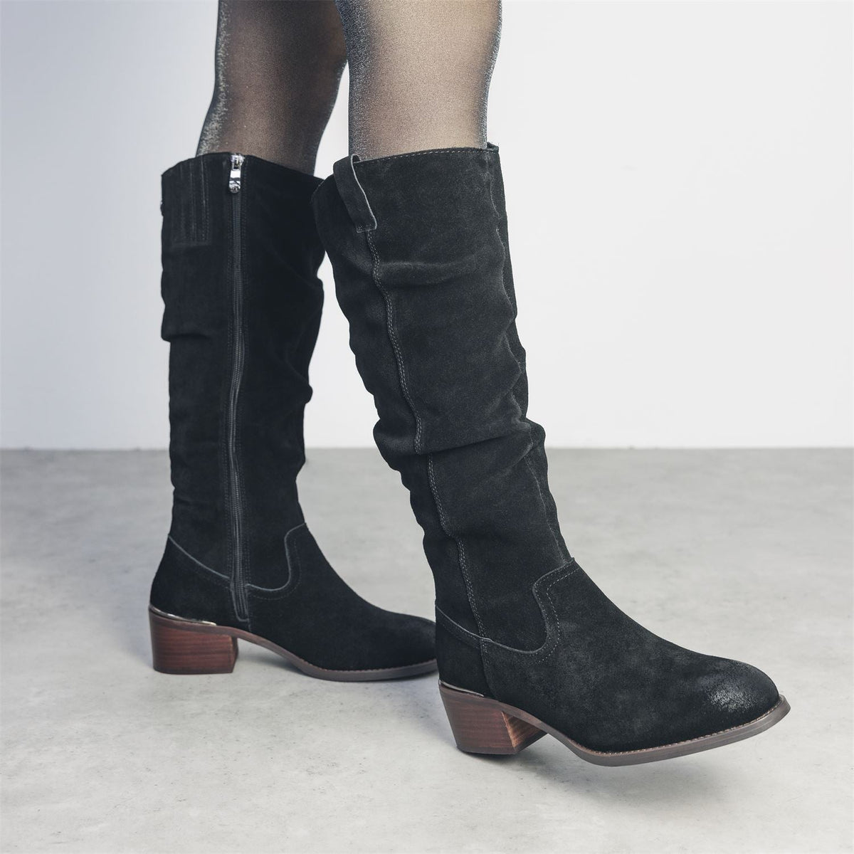 Raissa Black Suede Boots