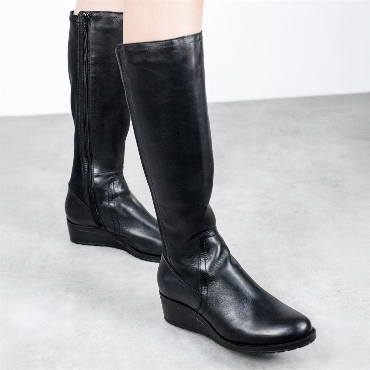 Rayna Black Leather Boots