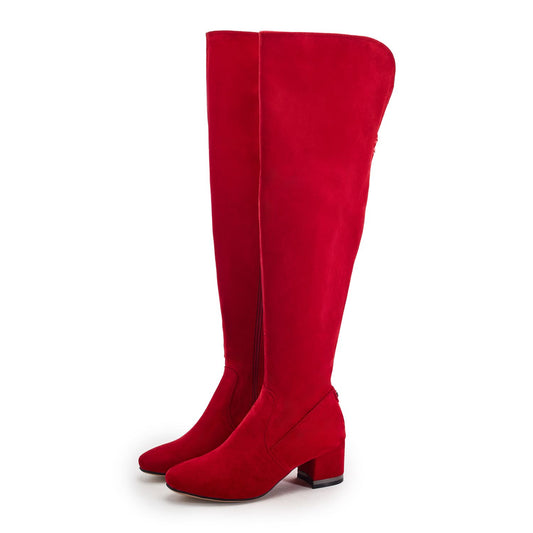 Raziel Red Alcantara Boots