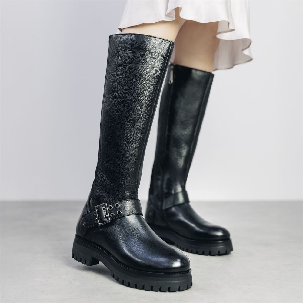 Remy Black Leather Boots