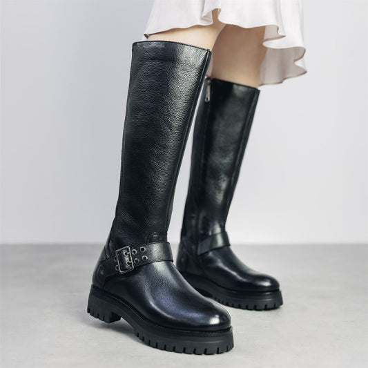 Remy Black Leather Boots