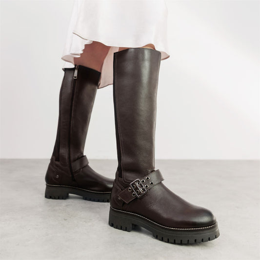 Remy Dark Brown Leather Boots