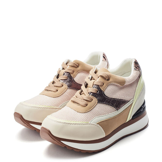 Reo Beige Textile Trainers