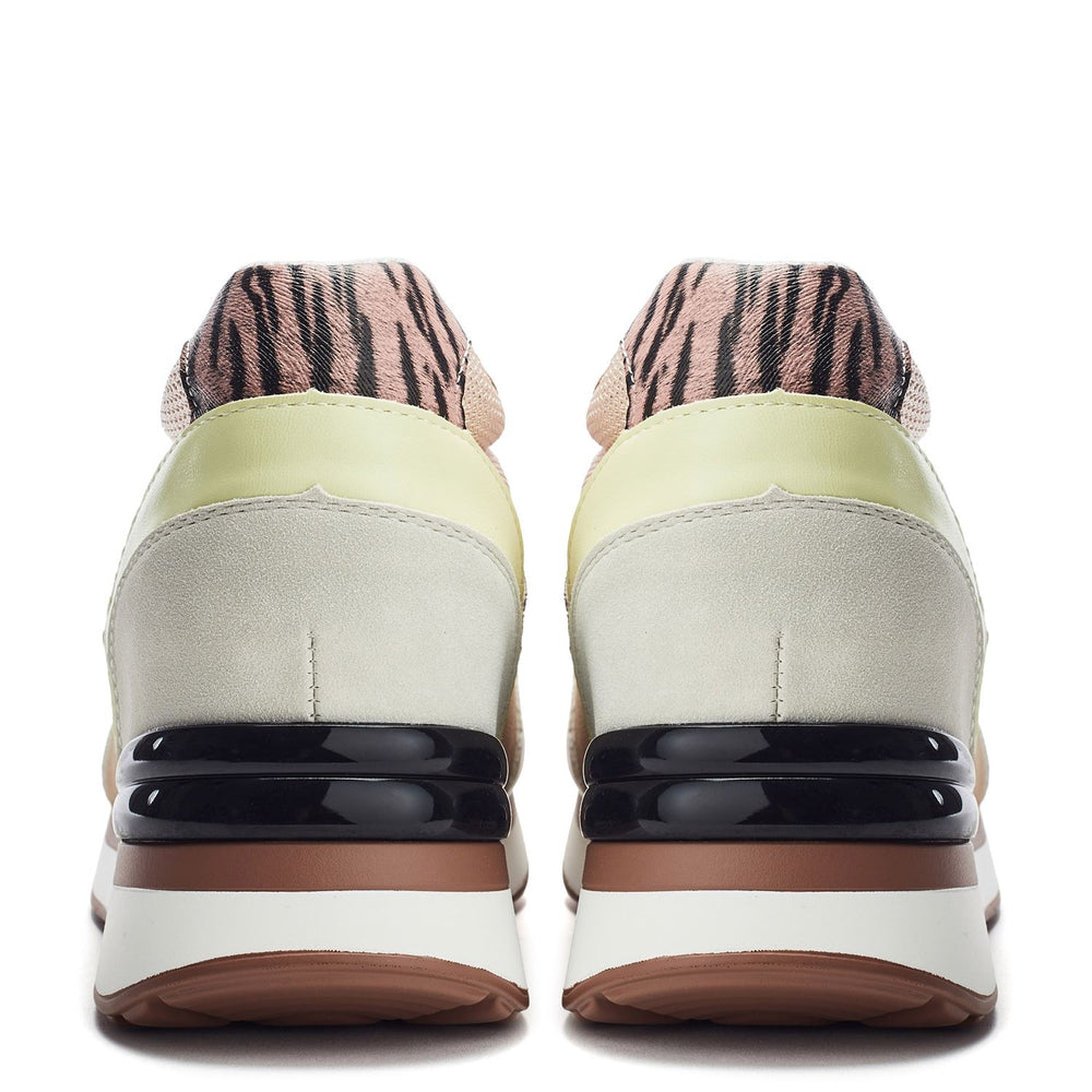 Reo Beige Textile Trainers