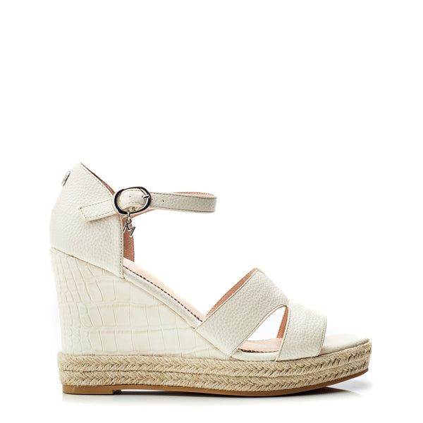 Rikolia Off White Patent Mocc Croc Sandals