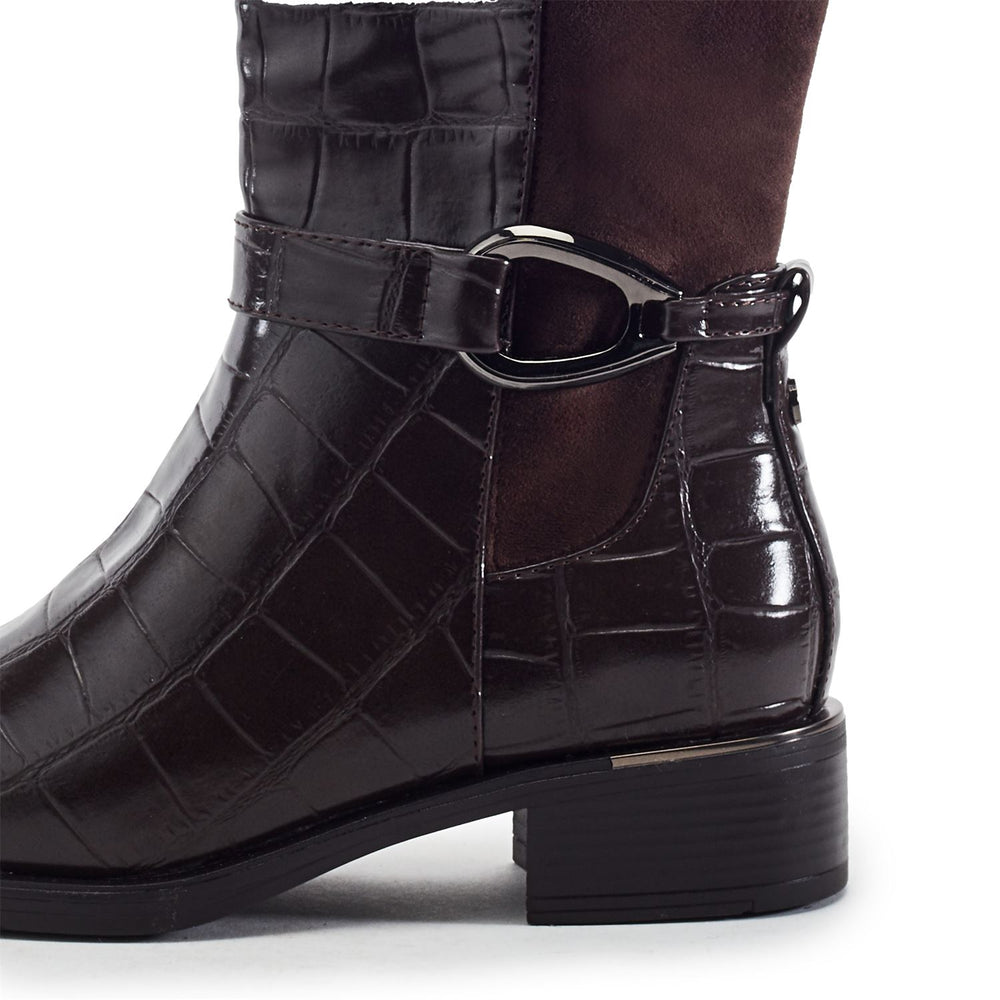 Ripley Dark Brown Croc Print Porvair Boots
