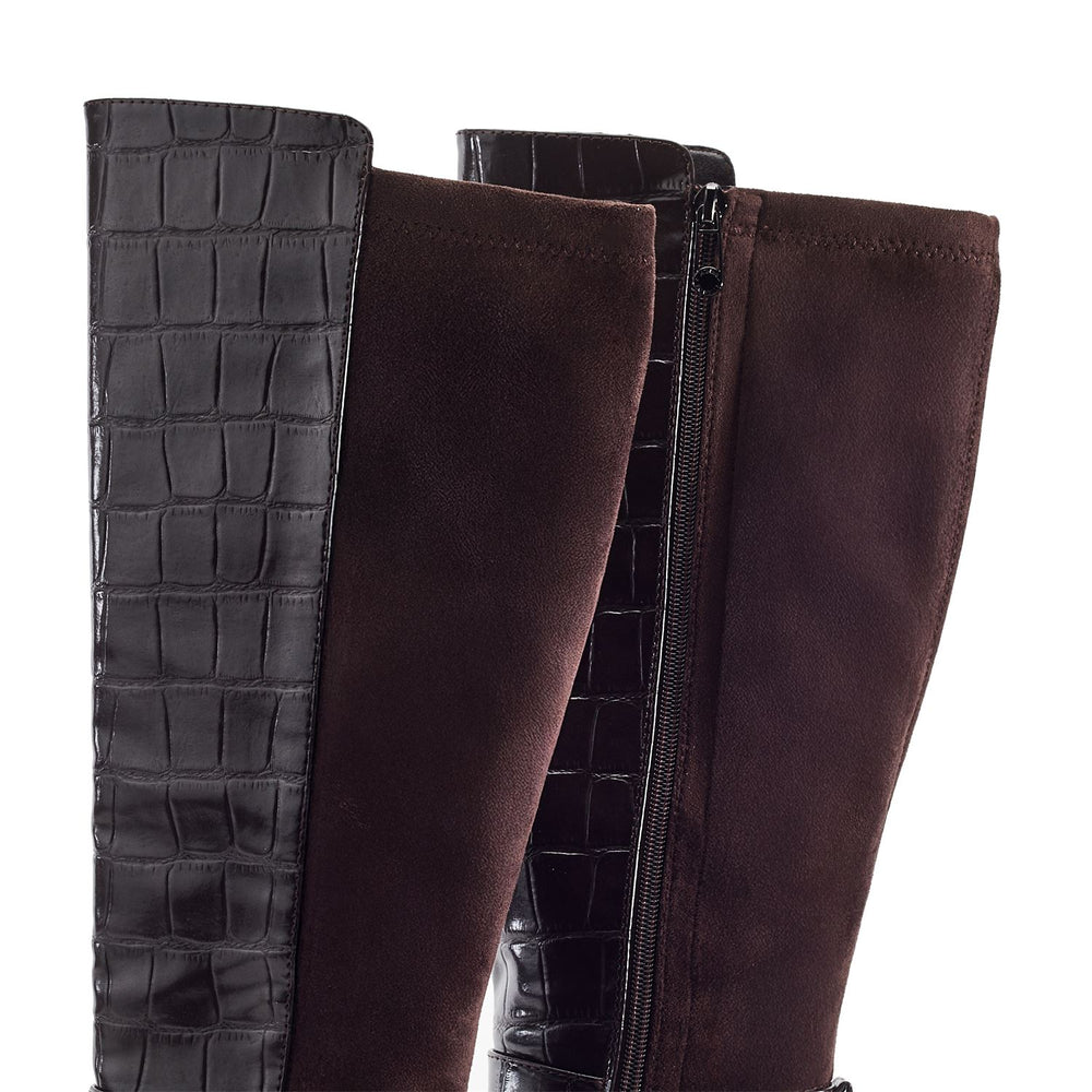 Ripley Dark Brown Croc Print Porvair Boots