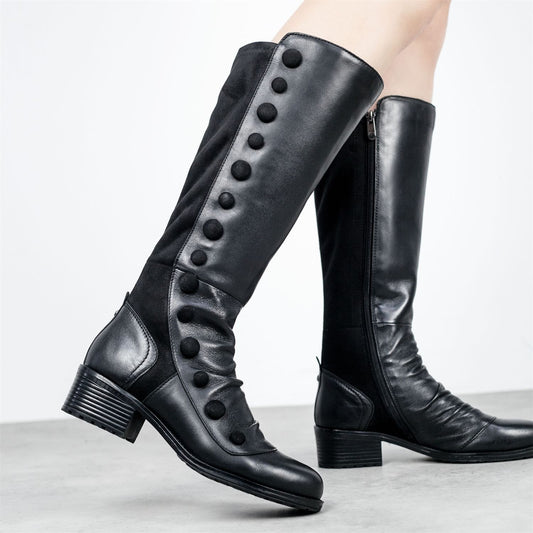 Riyla Black Leather Boots