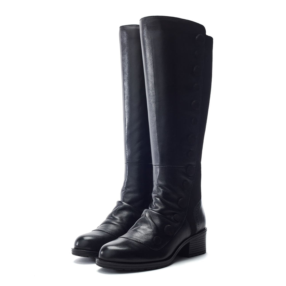Riyla Black Leather Boots