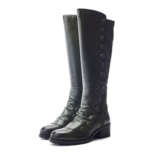 Riyla Green Leather Boots