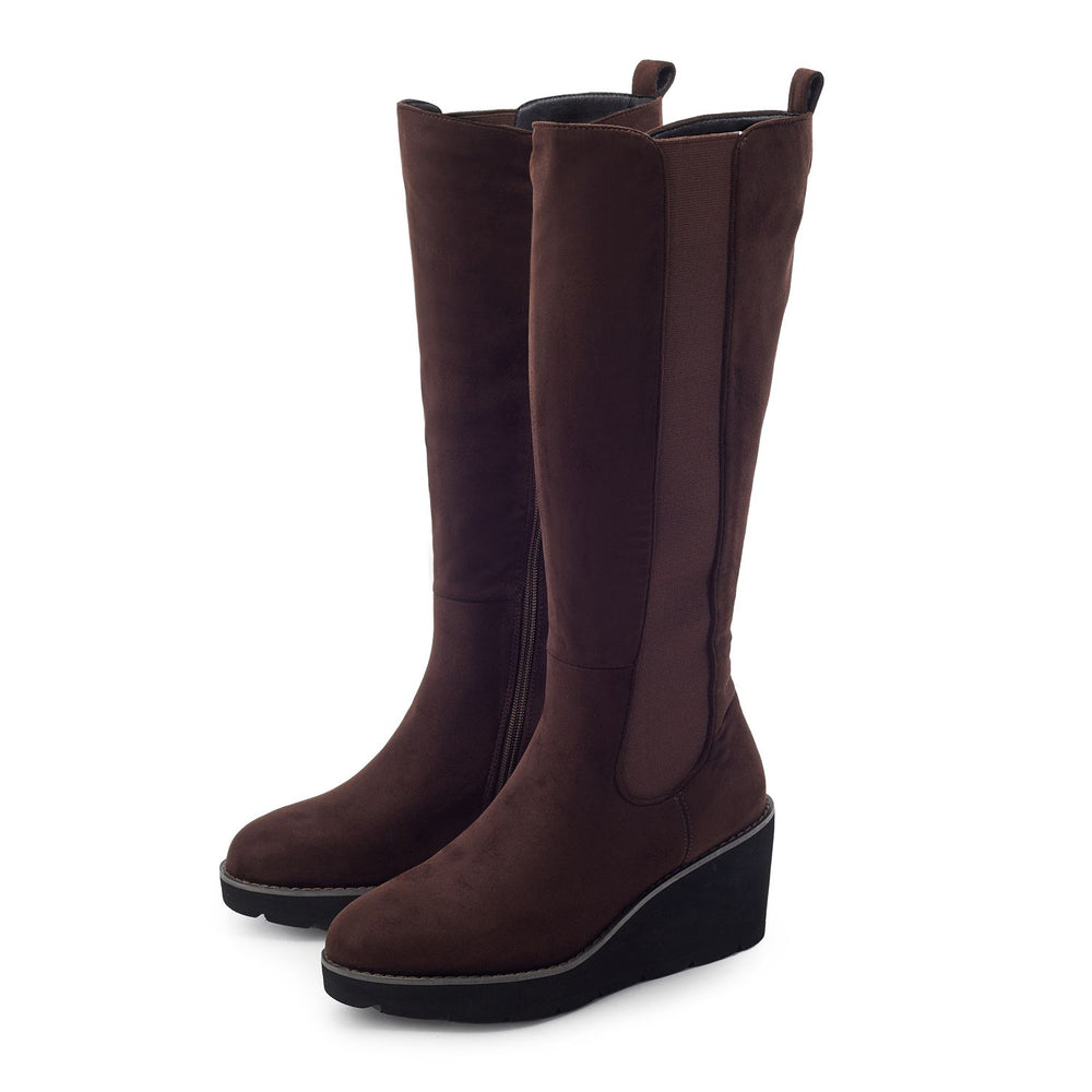 Rounia Dark Brown Alcantara Boots