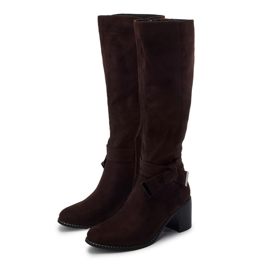 Sabea Dark Brown Alcantara Boots