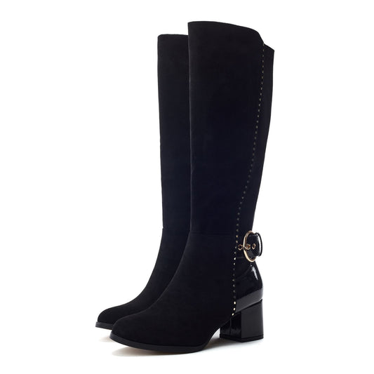 Sameena Black Alcantara Boots