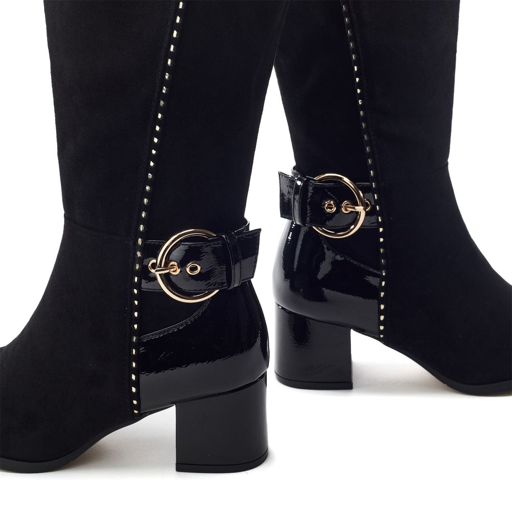 Sameena Black Alcantara Boots