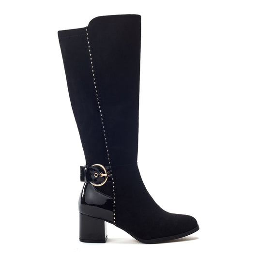 Sameena Black Alcantara Boots