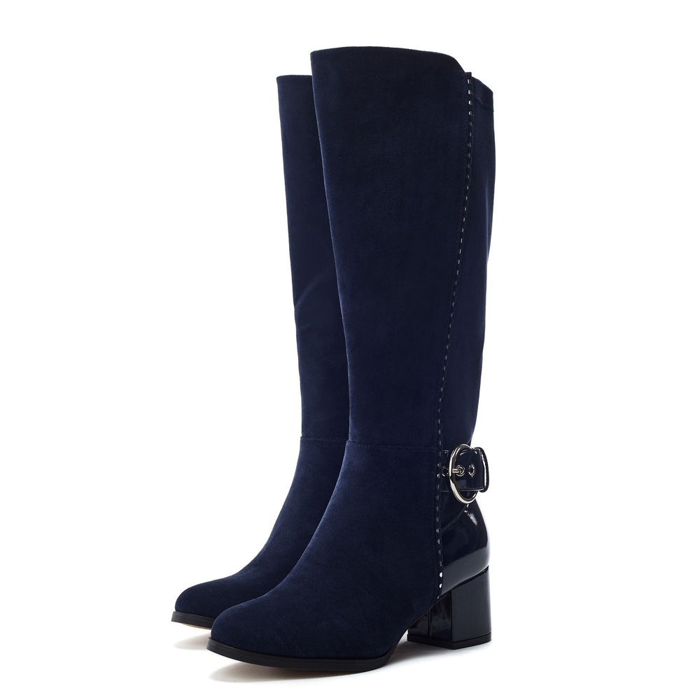 Sameena Navy Alcantara Boots