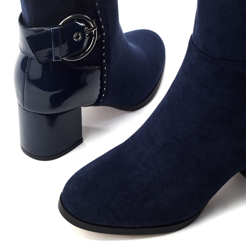 Sameena Navy Alcantara Boots