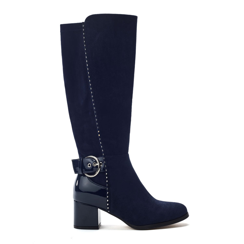 Sameena Navy Alcantara Boots