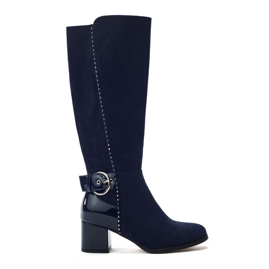 Sameena Navy Alcantara Boots