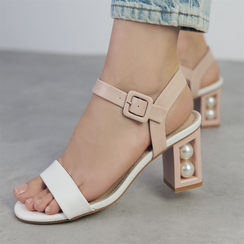 Sandypearl Nude - White Porvair Sandals