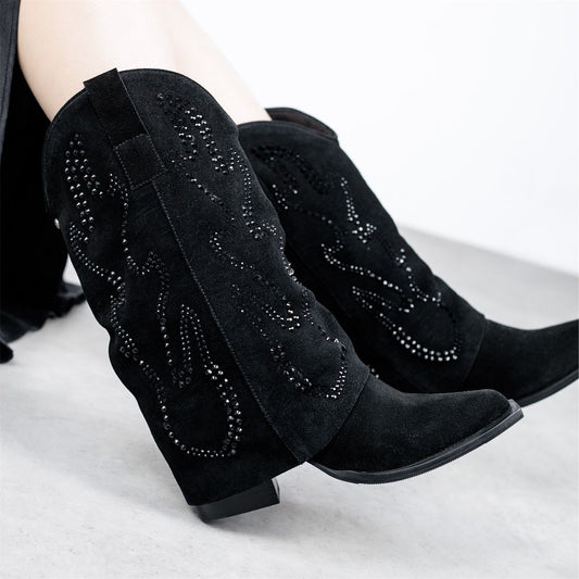 Sansha Black Suede Boots