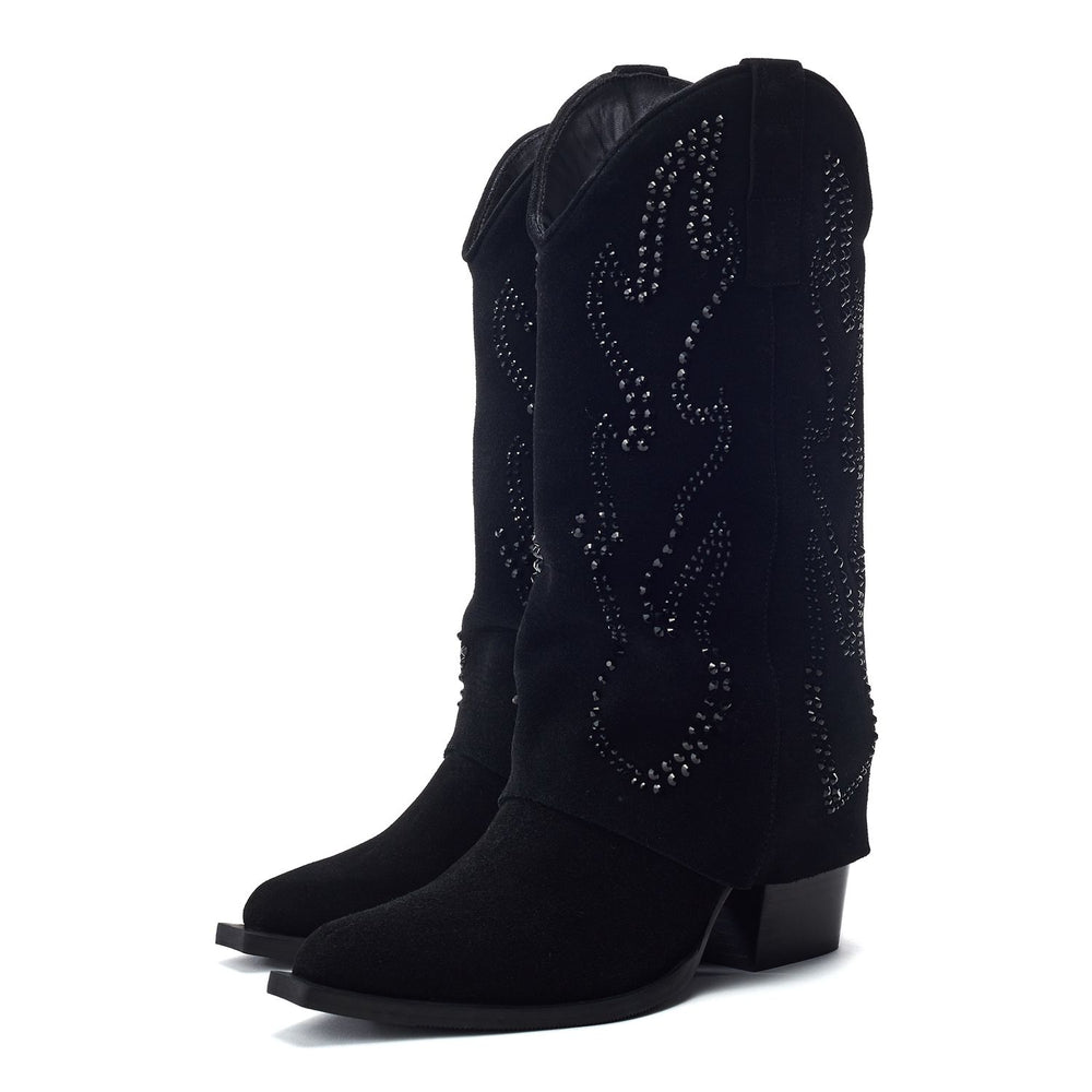 Sansha Black Suede Boots