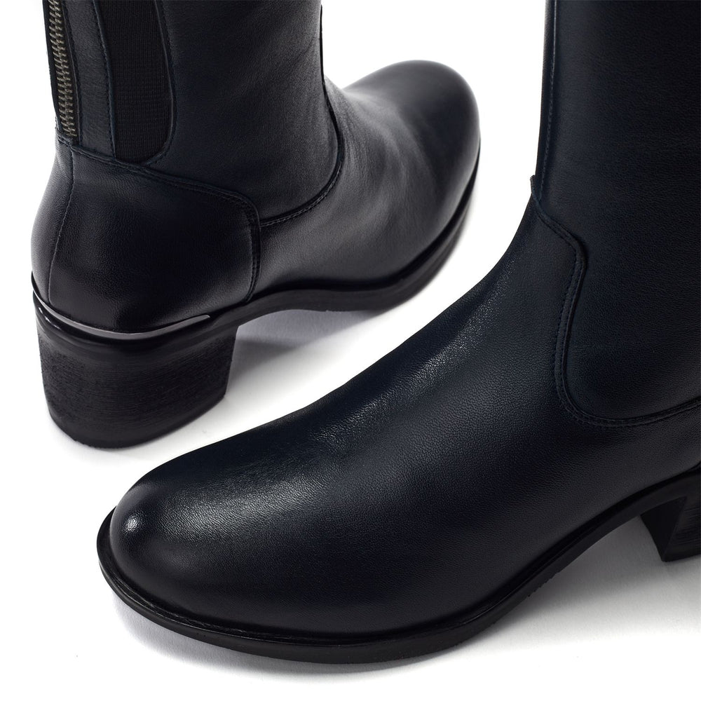 Sansho Navy Leather Boots