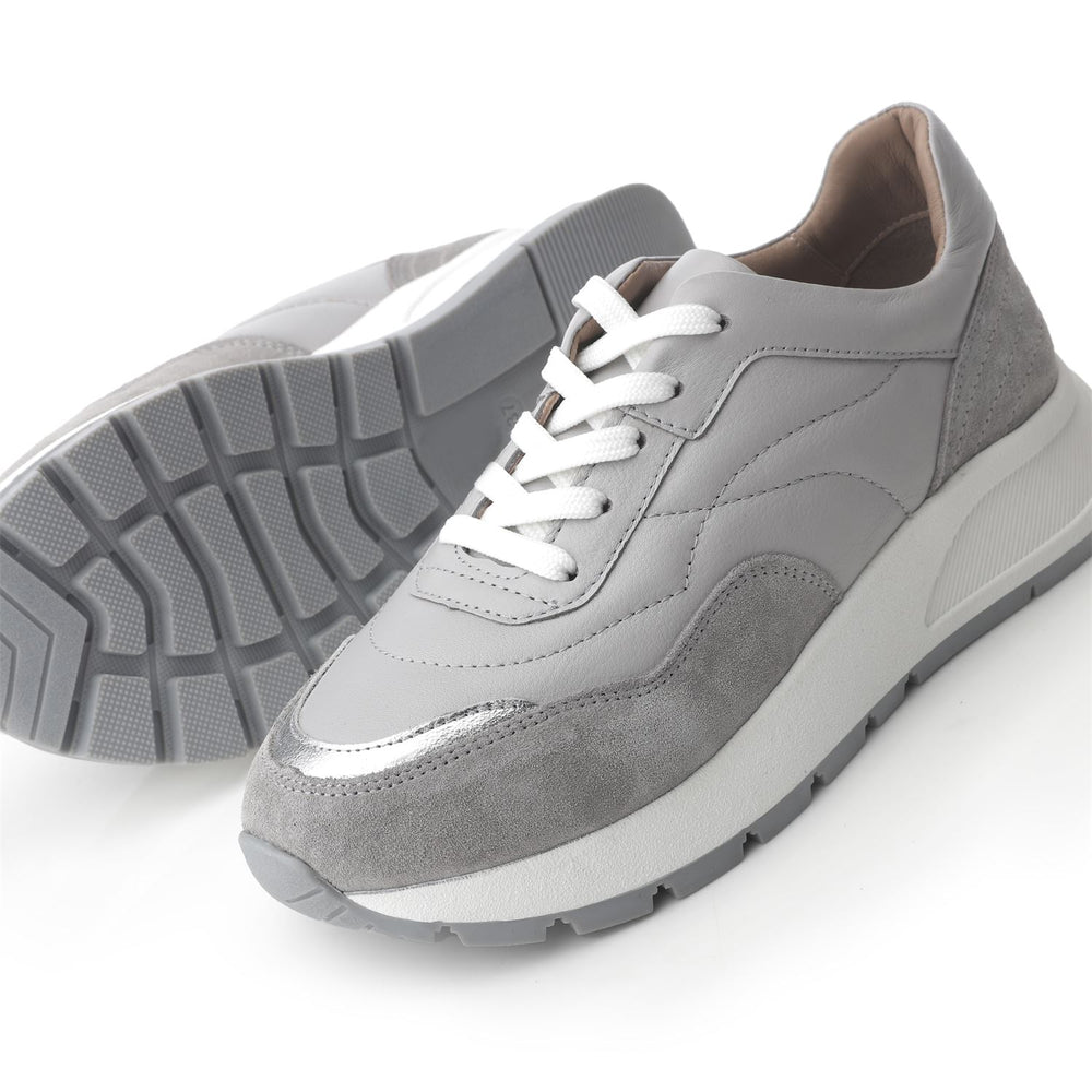 Sh Adaggio Grey Leather Trainers