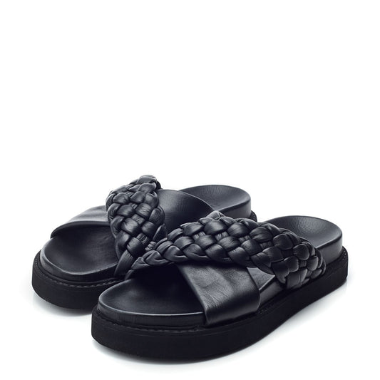 Sh Aimee Black Leather Sandals