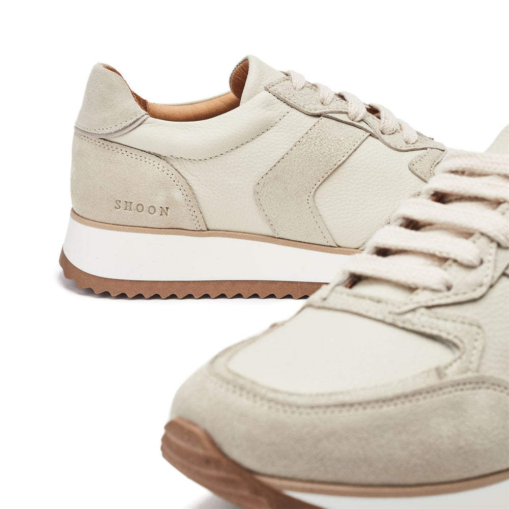 Sh Eager Off White Leather Trainers