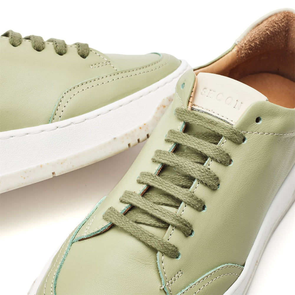 Sh Eglise Light Green Leather Trainers