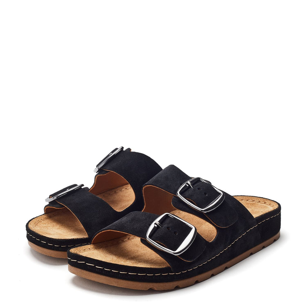 Sh Elate Black Suede Sandals