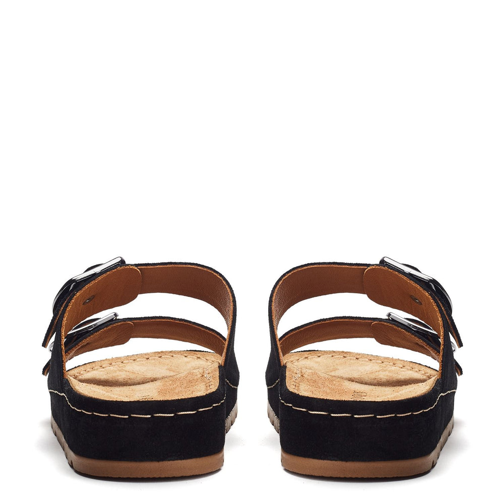 Sh Elate Black Suede Sandals