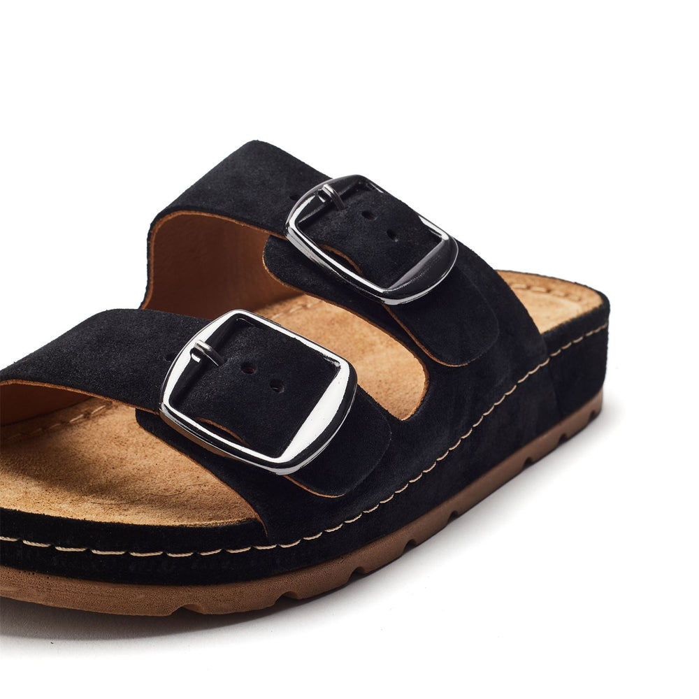Sh Elate Black Suede Sandals