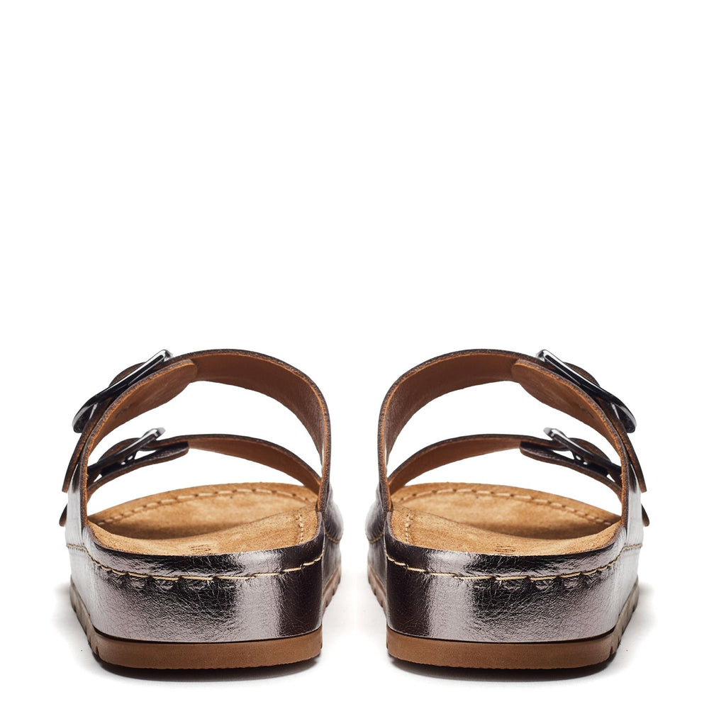 Sh Elate Pewter Leather Sandals