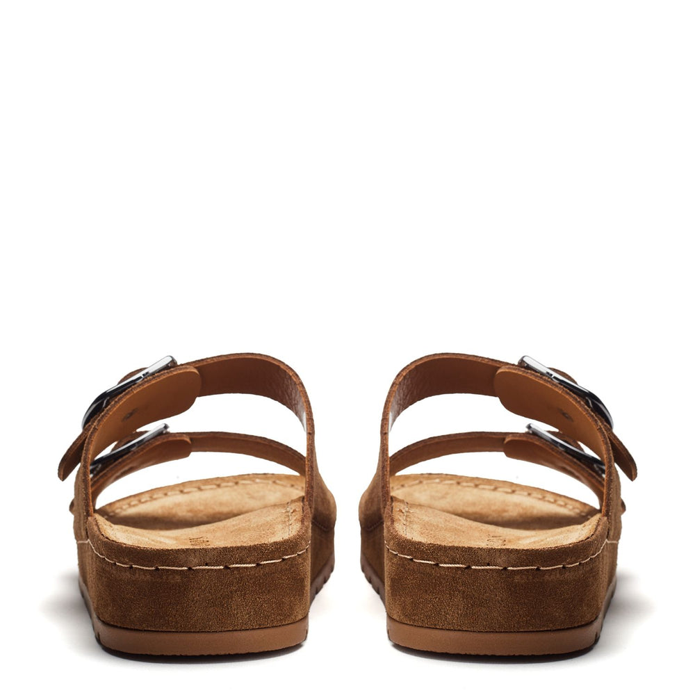 Sh Elate Tan Suede Sandals