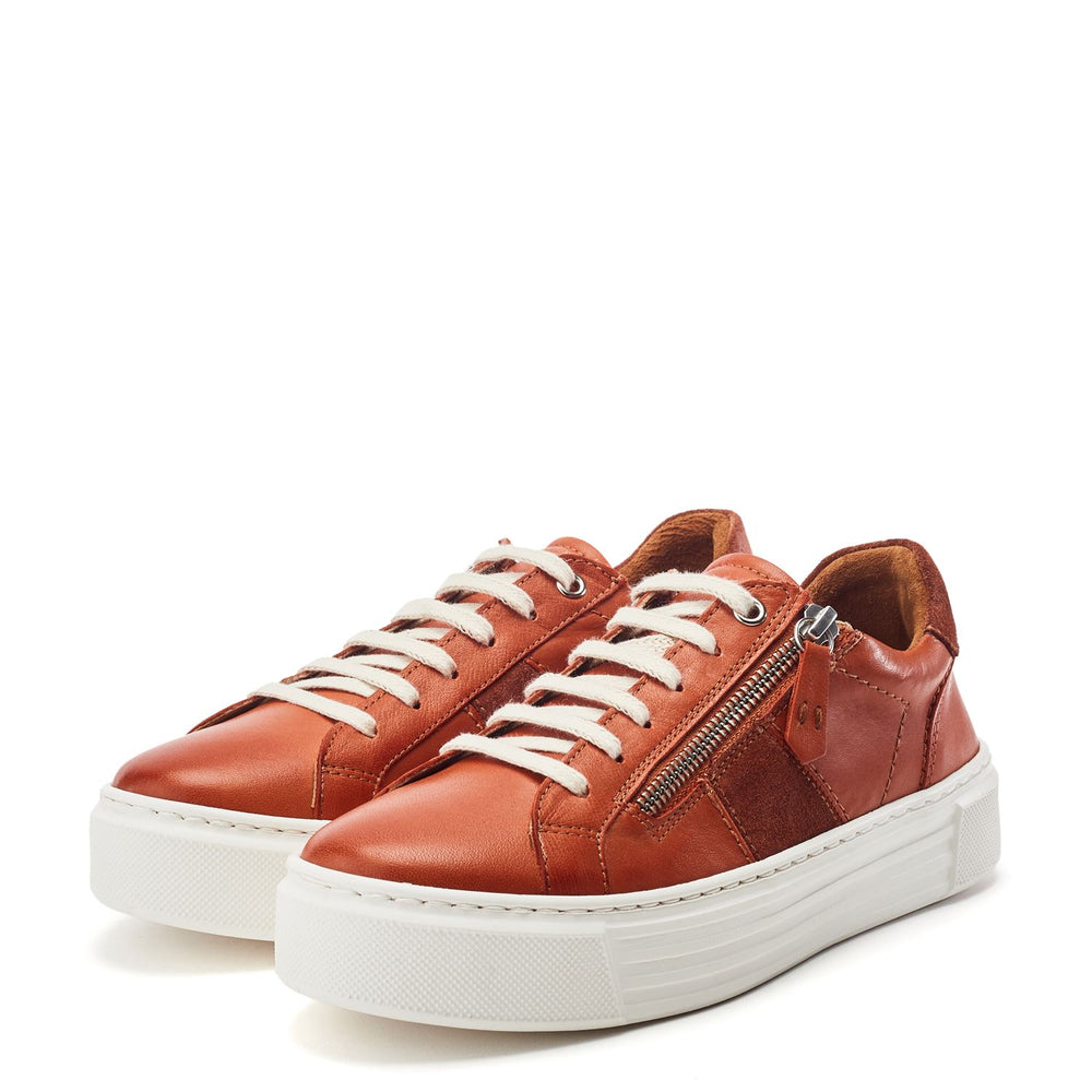 Sh Ely Dark-Orange Leather Trainers