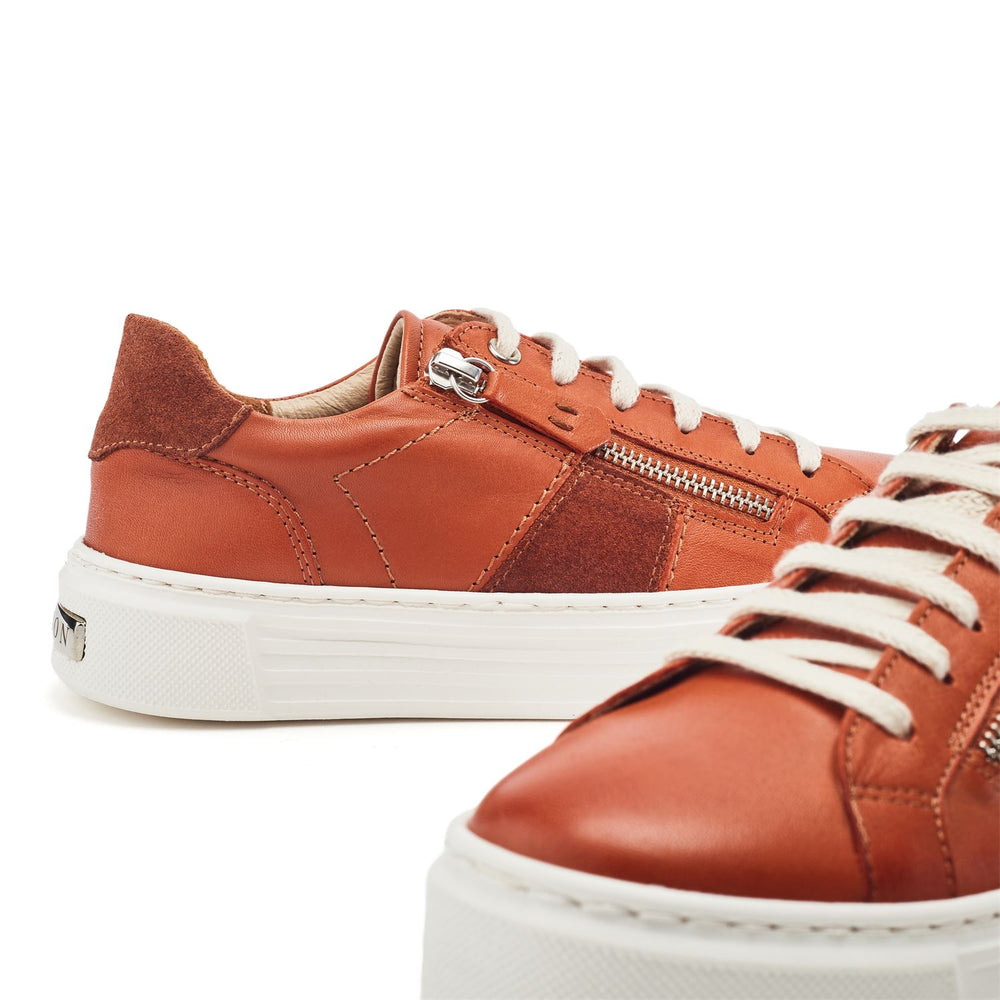 Sh Ely Dark-Orange Leather Trainers
