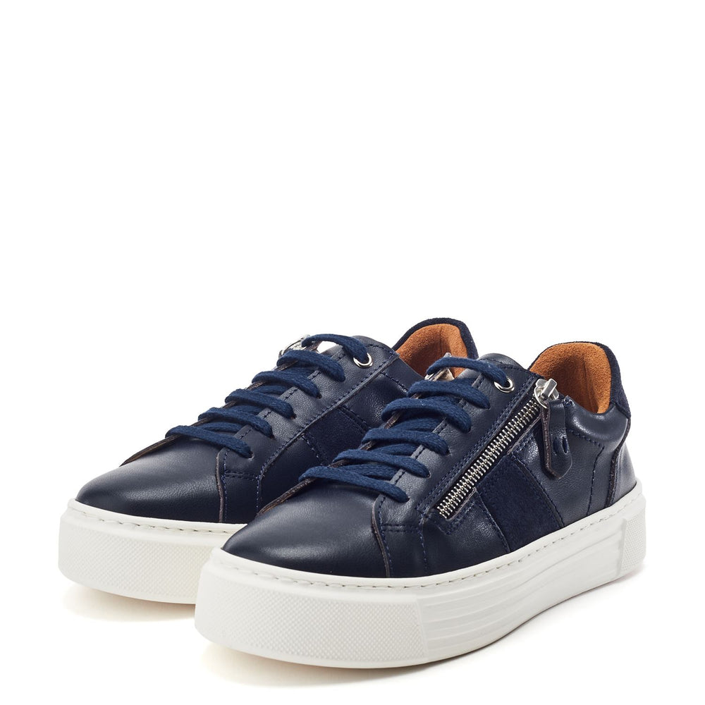 Sh Ely Navy Leather Trainers