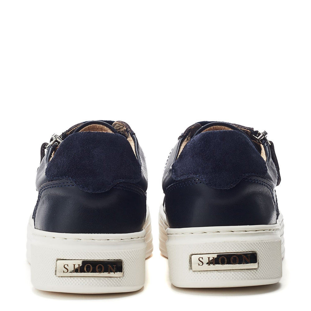 Sh Ely Navy Leather Trainers