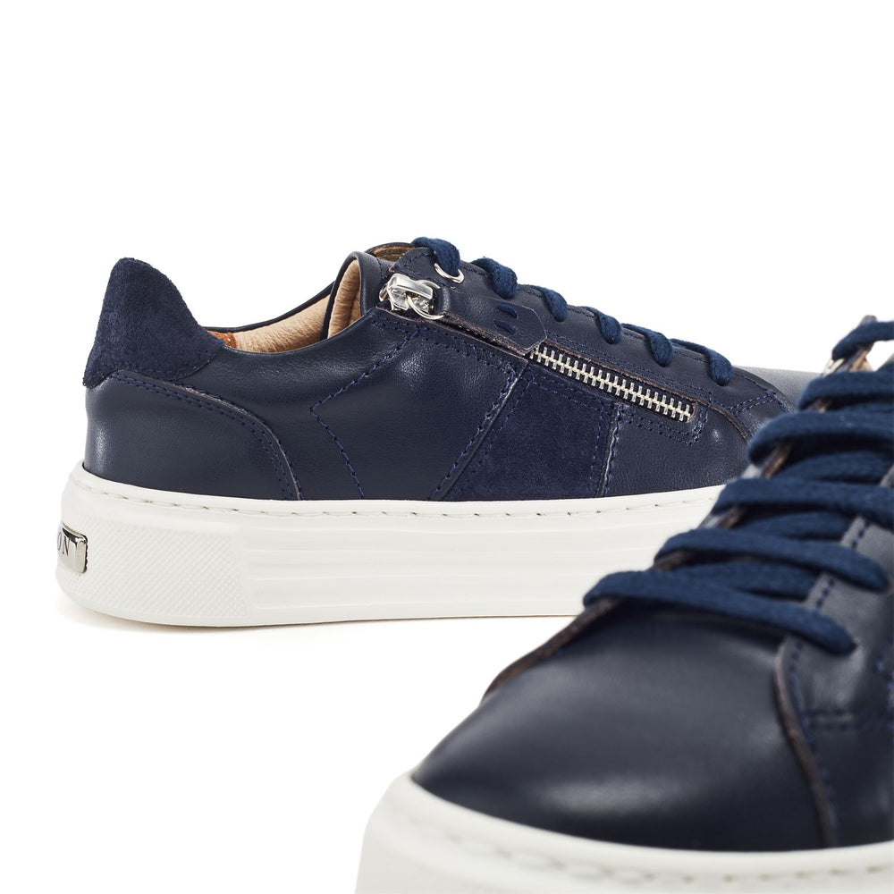 Sh Ely Navy Leather Trainers